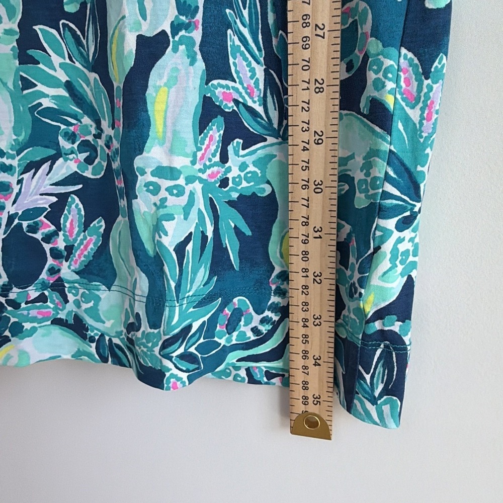 Lilly Pulitzer Beacon Dress Tropical Lemur Print Women L Blue Tidal Wave Coastal - Picture 7 of 7
